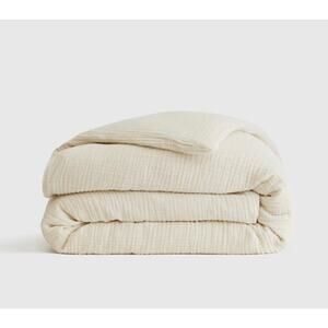 Quince Organic Airy Gauze Cozy Soft Duvet Cover Set King/Cal King Ivory NWOT